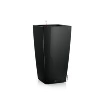LECHUZA CUBICO 22 Premium Επιτραπέζια Γλάστρα 22x22x41cm Αυτοποτιζόμενη με Δοχείο Φύτευσης Μαύρη Γυαλιστερή Γερμανίας