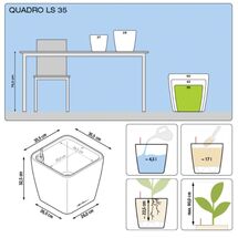 LECHUZA QUADRO 35 LS Premium Επιτραπέζια Γλάστρα 35.5x35.5x32.5cm ΑΥΤΟΠΟΤΙΖΟΜΕΝΗ με Δοχείο Φύτευσης Μαύρη Γυαλιστερή Γερμανίας