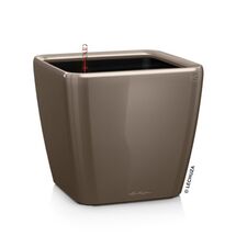 LECHUZA QUADRO 43 LS Premium Επιδαπέδια Γλάστρα 43x43x39cm ΑΥΤΟΠΟΤΙΖΟΜΕΝΗ με Δοχείο Φύτευσης Γκρι-Καφέ Γυαλιστερή Γερμανίας