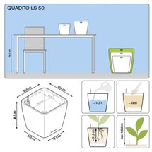LECHUZA QUADRO 50 LS Premium Επιδαπέδια Γλάστρα 50x50x46.5cm ΑΥΤΟΠΟΤΙΖΟΜΕΝΗ με Δοχείο Φύτευσης Μαύρη Γυαλιστερή Γερμανίας