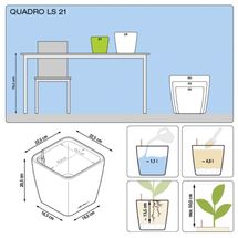 LECHUZA QUADRO 21 LS Premium Επιτραπέζια Γλάστρα 22.5x22.5x20.5cm ΑΥΤΟΠΟΤΙΖΟΜΕΝΗ με Δοχείο Φύτευσης Ασημί Γυαλιστερή Γερμανίας