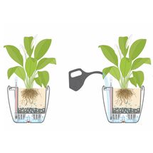 LECHUZA Classico 21 LS Επιτραπέζια Γλάστρα Ø22x20cm Αυτοποτιζόμενη με Δοχείο Φύτευσης Γκρι-Καφέ Γυαλιστερή Γερμανίας