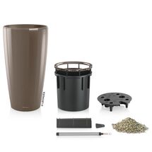 LECHUZA RONDO 40 Premium Επιδαπέδια Γλάστρα Ø40x75cm ΑΥΤΟΠΟΤΙΖΟΜΕΝΗ με Δοχείο Φύτευσης Γκρι-Καφέ Γυαλιστερή Γερμανίας