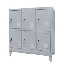 STEELEN Μεταλλική Ντουλάπα - Φοριαμός (Locker) 90x45x101cm 6 Θέσεων με Ρυθμιζόμενα Πόδια 27kg Γκρι Ανοικτό