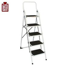 VESTA Σκαλοσκαμπό Μεταλλικό 48x92x158cm με 5 Σκαλιά MAX Αντοχή 150kg Βάρος 10.2kg PLUS Λευκό LY305