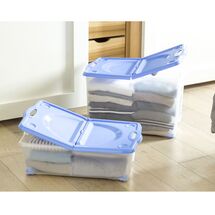 BAMA Ιταλίας Κουτί Αποθήκευσης 59x39x36cm 54lt με Περιστρεφόμενες Ρόδες 360ᵒ Πλαστικό Διάφανο-Μπλε CONTENITORE ROTOBOX