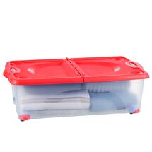 BAMA ITALY Κουτί Αποθήκευσης 59x39x18cm 27lt με Περιστρεφόμενες Ρόδες 360ᵒ Πλαστικό Διάφανο-Κόκκινο CONTENITORE ROTOBOX