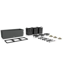 LECHUZA Trio 40 Cottage Ζαρντινιέρα 129.5x42x44cm Αυτοποτιζόμενη με 3 Κάδους Φύτευσης Ανθρακί RATTAN Γερμανίας