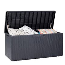 TOOMAX Ιταλίας Πλαστικό Μπαούλο Αποθήκευσης 123.7x54.5x58.7cm 350lt 13kg MASSIF με Καπάκι-Κάθισμα 2 Ατόμων και Μαξιλάρι PORTONOVO ANTHRACITE TUV/GS FASHION