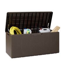 TOOMAX Ιταλίας Πλαστικό Μπαούλο Αποθήκευσης 123.7x54.5x58.7cm 350lt 13kg MASSIF με Καπάκι-Κάθισμα 2 Ατόμων και Μαξιλάρι PORTONOVO BROWN TUV/GS FASHION