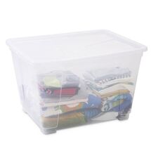 PLASTMECCANICA Ιταλίας Κουτί Αποθήκευσης XXL 140lt 80x61x43cm Διάφανο Πλαστικό με Ρόδες EASY BOX