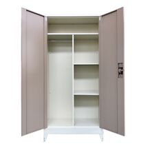 STEELEN Μεταλλική Ντουλάπα 90x45x191cm Πάχους 0.6mm/0.8mm (πάτωμα) Γαλβανιζέ με Χώρισμα και Ρυθμιζόμενα Πόδια - 5 Αποθηκευτικοί Χώροι Taupe - Μπεζ