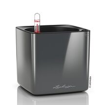 LECHUZA CUBE Glossy 16 Επιτραπέζια Γλάστρα 17x17x16cm Αυτοποτιζόμενη με Εσωτερικό Δοχείο Charcoal Metallic Γερμανίας