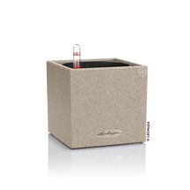 LECHUZA Canto Stone Low 14 Επιτραπέζια Γλάστρα 14x14x13.5cm Αυτοποτιζόμενη με Δοχείο SAND BEIGE Γερμανίας