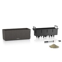 LECHUZA Balconera Stone 50 Ζαρντινιέρα 50x19x19cm Αυτοποτιζόμενη με Δοχείο Φύτευσης Graphite Black Γερμανίας