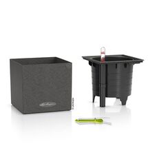 LECHUZA Canto Stone Low 14 Επιτραπέζια Γλάστρα 14x14x13.5cm Αυτοποτιζόμενη με Δοχείο GRAPHITE BLACK Γερμανίας