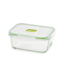 GIOSTYLE Ιταλίας Φαγητοδοχείο 14.8x10.2x6cm Γυάλινο 2 σε 1 με Αεροστεγές Καπάκι και Βαλβίδα Ασφαλείας 0.38lt Ορθογώνιο