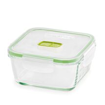 GIOSTYLE Ιταλίας Φαγητοδοχείο 15.1x15.1x7.2cm Γυάλινο 2 σε 1 με Αεροστεγές Καπάκι και Βαλβίδα Ασφαλείας 0.8lt Τετράγωνο