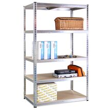 VESTA Μεταλλική Γαλβανιζέ Ραφιέρα Dexion 5όροφη 120x50x180cm με Μοριοσανίδες Πάχους 4mm 15.5kg Πάχος Δοκών 0.7mm MAX Αντοχή 875kg (175kg / Ράφι)