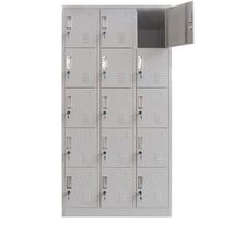 STEELEN Μεταλλική Ντουλάπα - Φοριαμός (Locker) 90x45x180cm 15 Ντουλάπια Πάχος 0.6mm Χωρίς Πόδια 54kg Γκρι Ανοιχτό