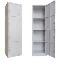 STEELEN Μεταλλική Ντουλάπα-Φοριαμός (Locker) 50x45x180cm 4 Ντουλάπια ΧΩΡΙΣ ΠΟΔΙΑ Πάχος 0.4mm 24kg Γκρι Ανοικτό