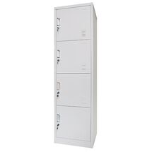 STEELEN Μεταλλική Ντουλάπα-Φοριαμός (Locker) 50x45x180cm 4 Ντουλάπια ΧΩΡΙΣ ΠΟΔΙΑ Πάχος 0.4mm 24kg Γκρι Ανοικτό