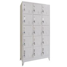 STEELEN Μεταλλική Ντουλάπα - Φοριαμός (Locker) 90x45x190cm 15 Ντουλάπια Πάχος 0.6mm με Ρυθμιζόμενα Πόδια 54kg Γκρι Ανοιχτό