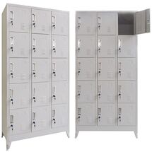 STEELEN Μεταλλική Ντουλάπα - Φοριαμός (Locker) 90x45x190cm 15 Ντουλάπια Πάχος 0.6mm με Ρυθμιζόμενα Πόδια 54kg Γκρι Ανοιχτό