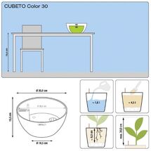 LECHUZA Cubeto Color30 Επιτραπέζια Γλάστρα Ø30x13.5cm Αυτοποτιζόμενη με Δοχείο Φύτευσης 4.5lt QUARTZ WHITE με Όψη Πέτρας Γερμανίας