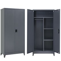 STEELEN Μεταλλική Ντουλάπα 70x40x181cm Πάχους 0.6mm/0.8mm (πάτωμα) Γαλβανιζέ με Χώρισμα και Ρυθμιζόμενα Πόδια - 5 Αποθηκευτικοί Χώροι Ανθρακί Ματ