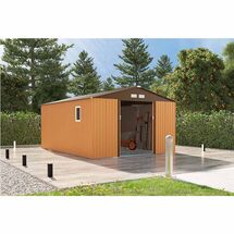 STEELEN Μεταλλική Αποθήκη Κήπου - Σπιτάκι Κήπου 340x446x220cm (11.2'x14.6') 14.4m² Γαλβανιζέ με Παράθυρο Archer Plus H Καφέ