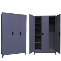 STEELEN Μεταλλική Ντουλάπα 115x45x191cm Γαλβανιζέ 3φυλλη με 5 Ράφια και Ρυθμιζόμενα Πόδια -7 Αποθηκευτικοί Χώροι 56.5kg Ανθρακί Ματ