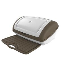 BAMA Ιταλίας Ψωμιέρα Πλαστική 41x28x19cm με Πλαστική Επιφάνεια Κοπής Γκρι Καφέ (Taupe)-Μπεζ