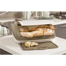 BAMA Ιταλίας Ψωμιέρα Πλαστική 41x28x19cm με Πλαστική Επιφάνεια Κοπής Μπορντό-Μπεζ