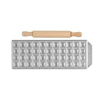 IMPERIA Ιταλίας Raviolamp Φόρμα Design 44 θέσεων Αλουμινίου Ασημί για Ζυμαρικά Raviolini Da Brodo 28.5x10.5x1.5cm και Πλάστης