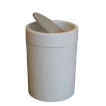 Κάδος Απορριμάτων Πλαστικός 7lt  Ø20x28cm Πολυχρηστικός με Αιωρούμενο Καπάκι Λευκό-Πέτρα