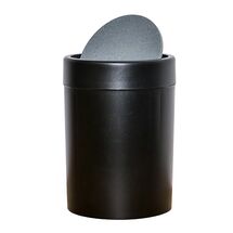 Κάδος Απορριμμάτων Πλαστικός 7lt  Ø20x28cm Πολυχρηστικός με Αιωρούμενο Καπάκι Μαύρο-Λάβα