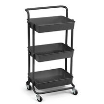 VESTA Πολυχρηστικό Τρόλεϊ Κουζίνας/Μπάνιου/Επαγγελματικό 43x34x85.5cm Μεταλλικό με Χειρολαβή / 3 Πλαστικά Ράφια 41x30x7.5cm και Ρόδες 360° 3.6kg Μαύρο