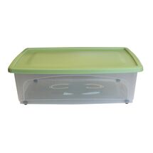 VIOMES Ελλάδας Κουτί Αποθήκευσης 59x40x19.5cm Πλαστικό 33lt Βάρος 1kg με 4 Ρόδες Διάφανο με Πράσινο Παστέλ Καπάκι No 630