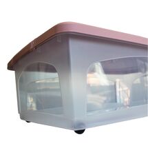 VIOMES Ελλάδας Κουτί Αποθήκευσης 59x40x19.5cm Πλαστικό 33lt Βάρος 1kg με 4 Ρόδες Διάφανο με Ροζ Παστέλ Καπάκι No 630