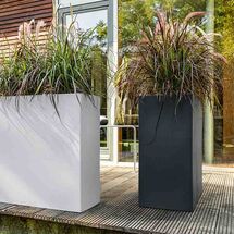 LECHUZA Canto WIDE 80 Επιδαπέδια Γλάστρα 79x37x76cm Αυτοποτιζόμενη Μαύρο του Γραφίτη Όψη Φυσική Πέτρα Γερμανίας