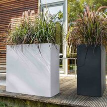 LECHUZA Canto WIDE 80 Επιδαπέδια Γλάστρα 79x37x76cm Αυτοποτιζόμενη Quartz White Όψη Φυσική Πέτρα Γερμανίας