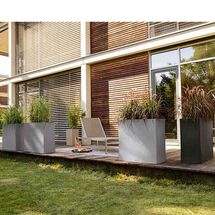 LECHUZA Canto WIDE 80 Επιδαπέδια Γλάστρα 79x37x76cm Αυτοποτιζόμενη Γκρι Όψη Φυσική Πέτρα Γερμανίας