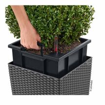 LECHUZA Cube Cottage 50 Επιδαπέδια Γλάστρα 49x49x49.5cm Αυτοποτιζόμενη με Δοχείο Φύτευσης Μαύρο του Γραφίτη Γερμανίας