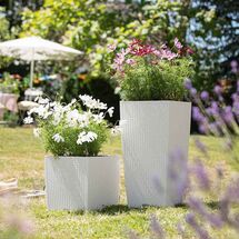 LECHUZA Cubico Cottage 40 Επιδαπέδια Γλάστρα 39.5x39.5x75.5cm Αυτοποτιζόμενη με Δοχείο Φύτευσης Light Grey Γερμανίας