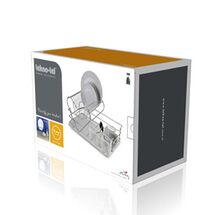 TEKNO-TEL Πιατοθήκη Στεγνωτήριο 2όροφο 49x30x25cm 10 Θέσεις Πιάτων με Θήκη και Δίσκο Επιχρωμιωμένο Ατσάλι