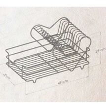 TEKNO-TEL Πιατοθήκη Στεγνωτήριο 2όροφο 49x30x25cm 10 Θέσεις Πιάτων με Θήκη και Δίσκο Επιχρωμιωμένο Ατσάλι