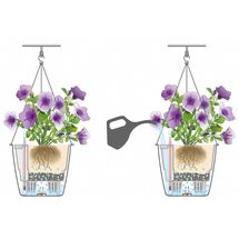 LECHUZA Nido Cottage Κρεμαστή Γλάστρα Ø35x23cm Στρογγυλή Αυτοποτιζόμενη με Δοχείο Φύτευσης Ανοξείδωτο Αξεσουάρ Κρέμασης Ανθρακί Γερμανίας