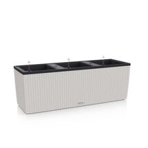 LECHUZA Trio 40 Cottage Ζαρντινιέρα 129.5x42x44cm Αυτοποτιζόμενη με 3 Κάδους Φύτευσης Light Grey RATTAN Γερμανίας