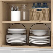 TEKNO-TEL Οργανωτής Πιάτων Ντουλαπιού/Σερβιρίσματος 28x28x25cm Επιχρωμιωμένο Ατσάλι Μαύρος Matt